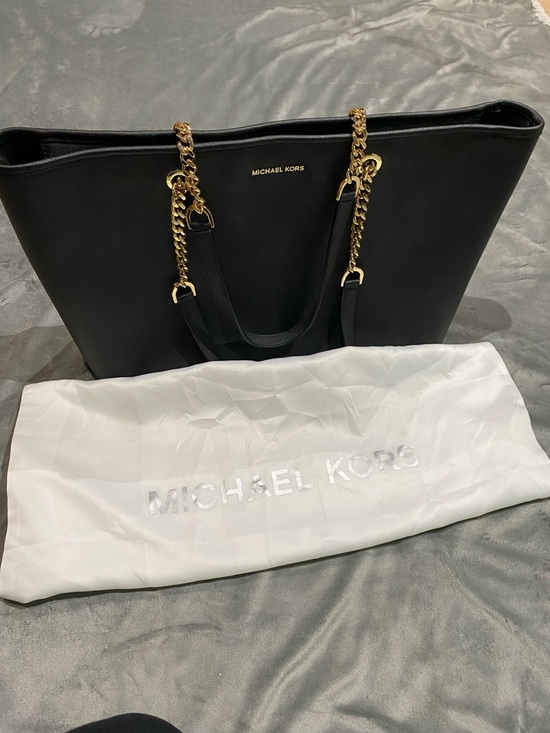 Michael Kors Handbags - Michael Kors Black Tote with Gold Chain Handles